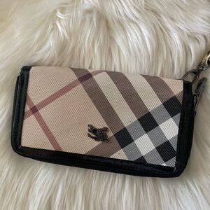 Burberry Beige and Black Check Wallet